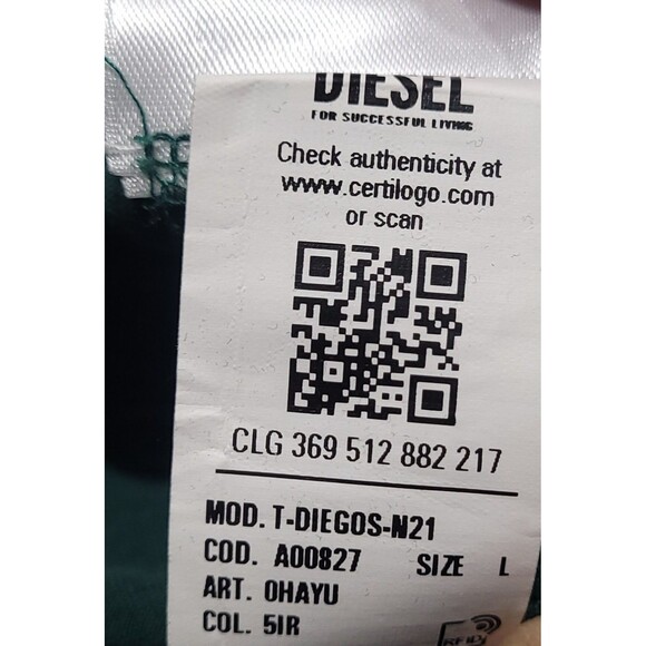 Diesel Jeans Denim Division Green Short Sleeve T-Shirt Logo Embroidered LARGE - Picture 9 of 10